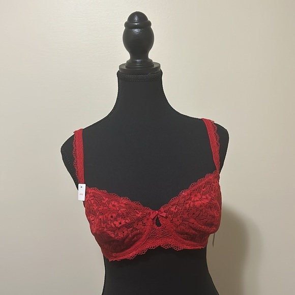 Gillian & O’Malley Ripe Red Lace Secy Balconette Bra 32DD- NWT - Picture 2 of 12